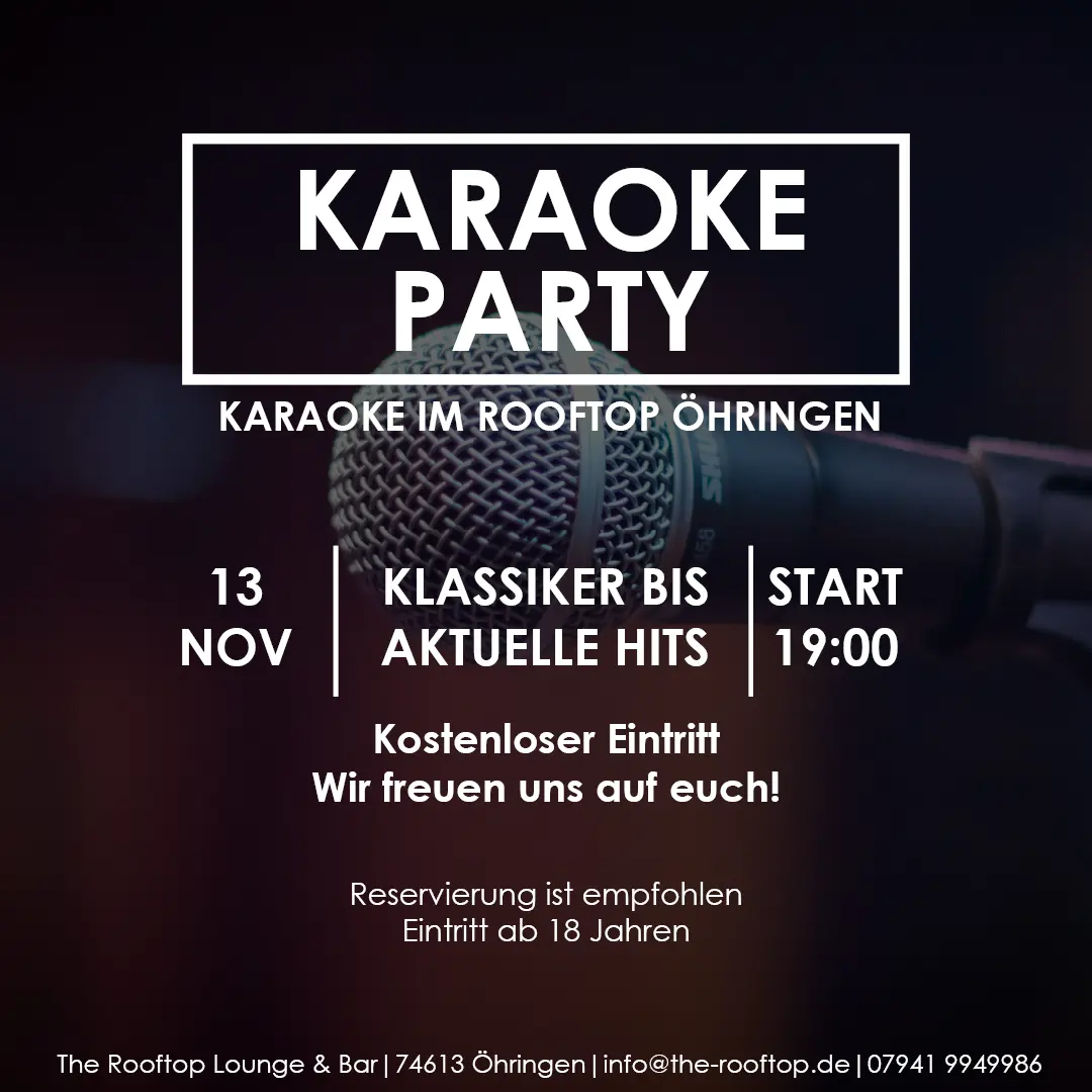 Karaoke Party im Rooftop Öhringen am 13.11.2025